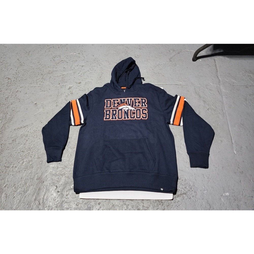 New '47 DENVER BRONCOS NFL Hoodie Sweatshirt Pull-Over. FADED NAVY Size XL.